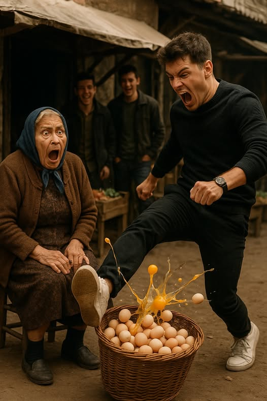 😱 „Bajerant” rozbił ze śmiechem koszyk jajek starszej pani…