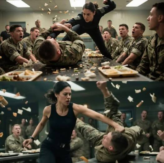 Czterech głupich rekrutów próbowało ją zastraszyć w stołówce